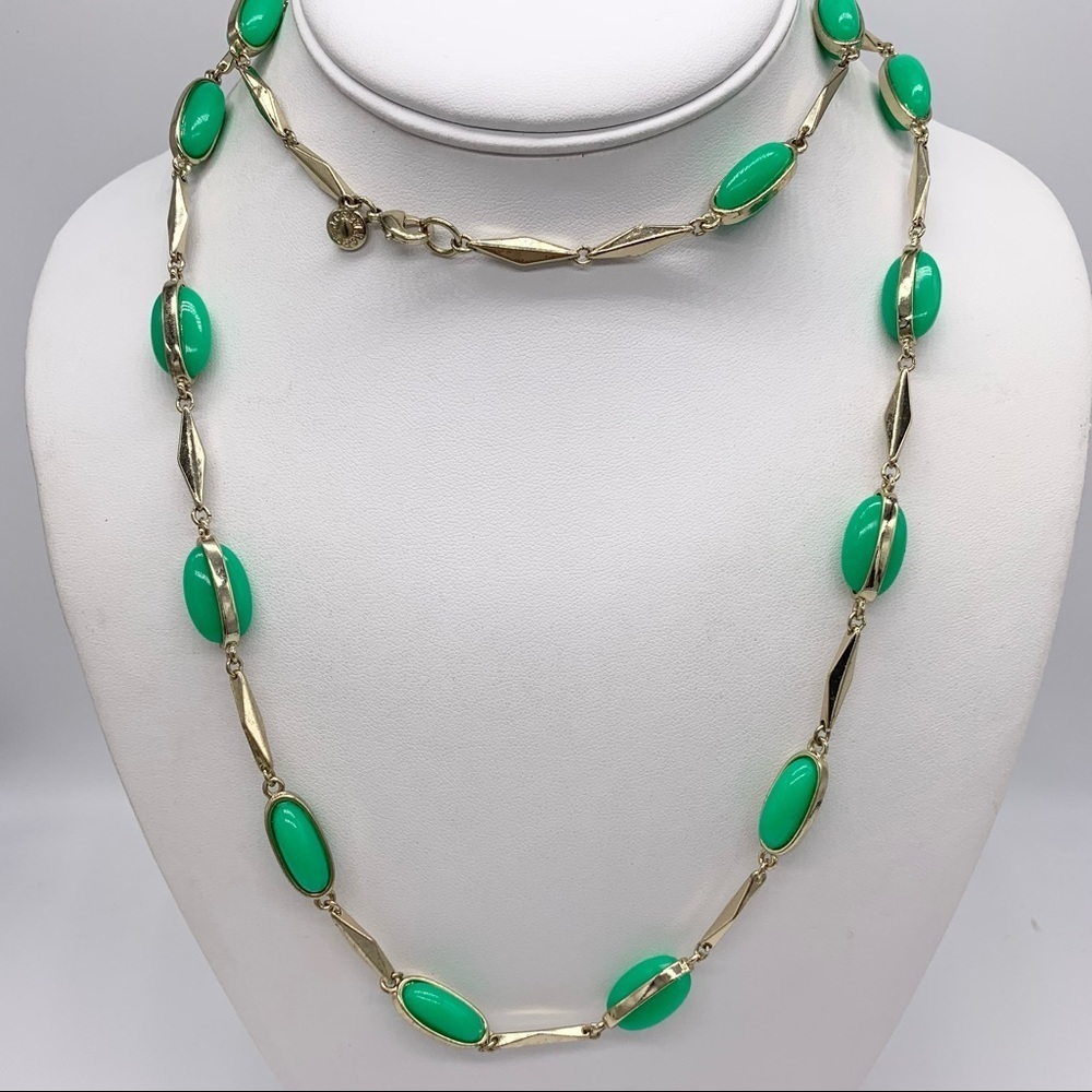 J. Crew Green Beaded Link Necklace